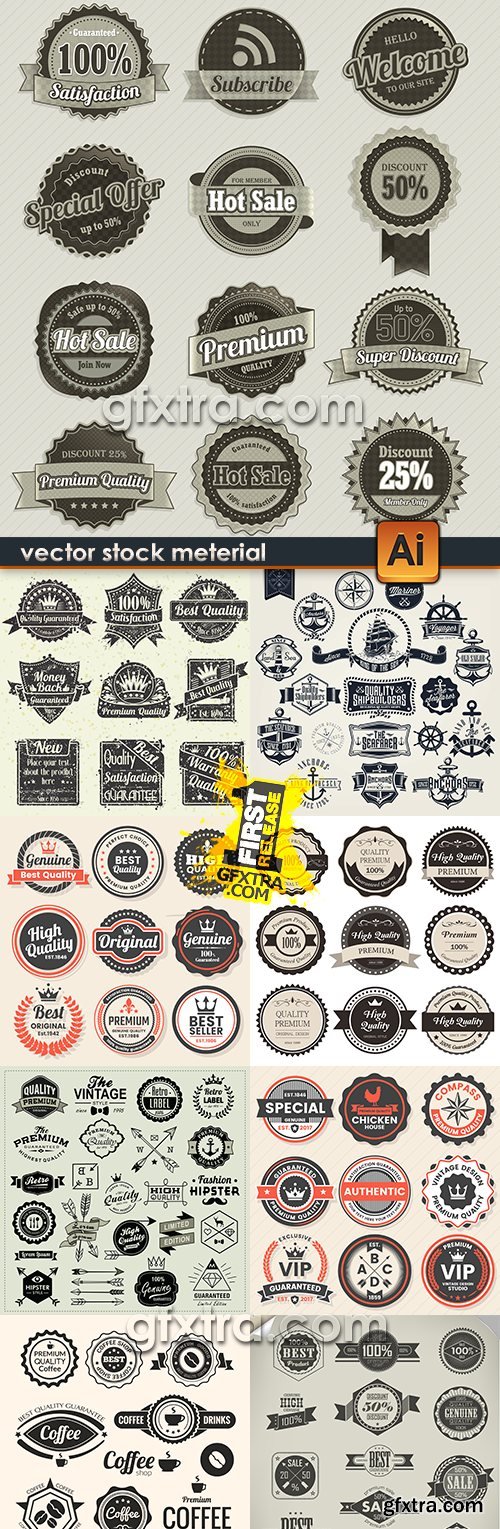 Collection vintage labels ribbons symbols and design elements