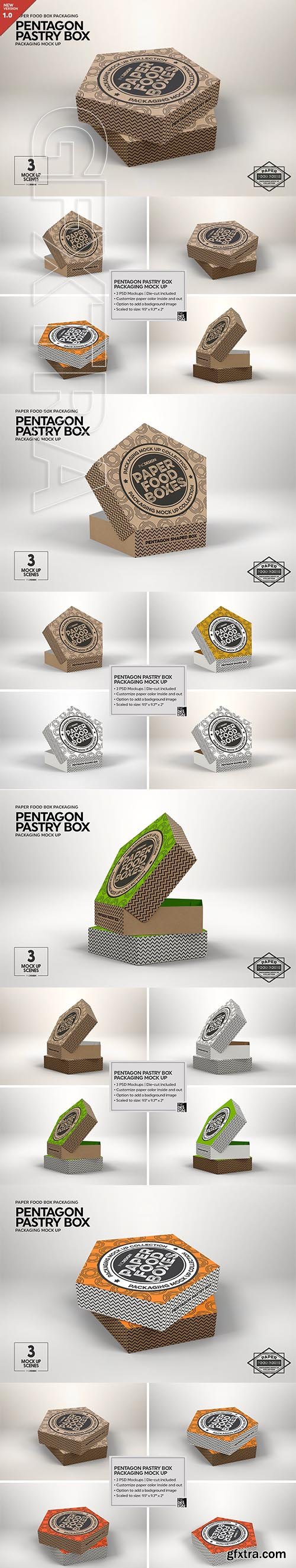 CreativeMarket - Pentagon Pastry Box Mockup 2903007