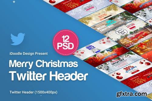 Merry Christmas Twitter Header - 12PSD