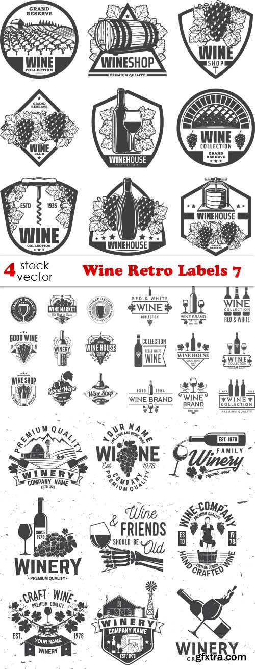 Vectors - Wine Retro Labels 7