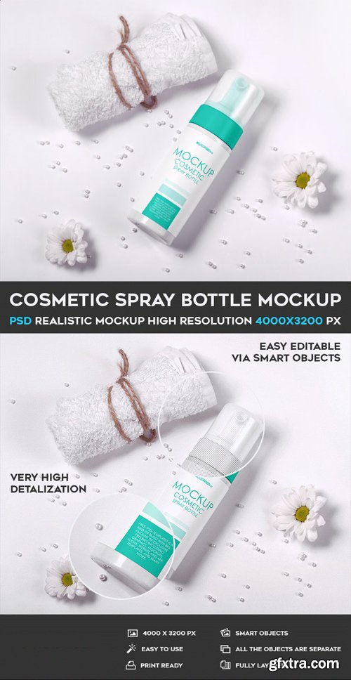 Cosmetic Spray Bottle PSD Mockup