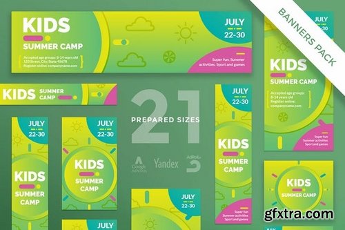 Kids Summer Camp Social MediaPack,Banner,Flyer Templates