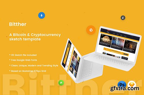 Bitther - Cryptocurrency Magazine Sketch Template