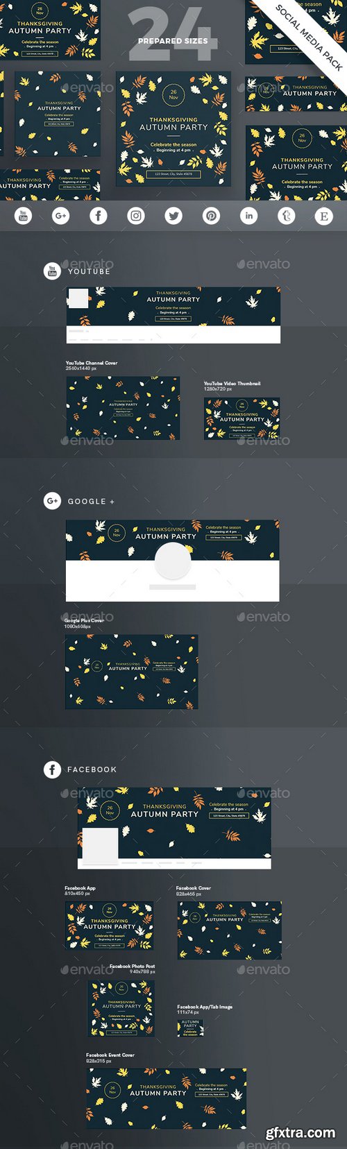 Graphicriver - Thanksgiving Party Social Media Pack 20671898