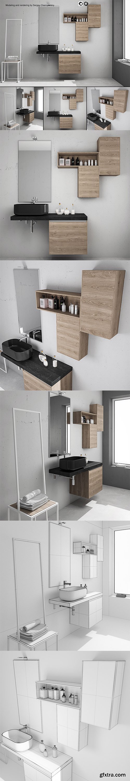 Cuberbrush - Bathroom furniture set Arcom e.Go 3