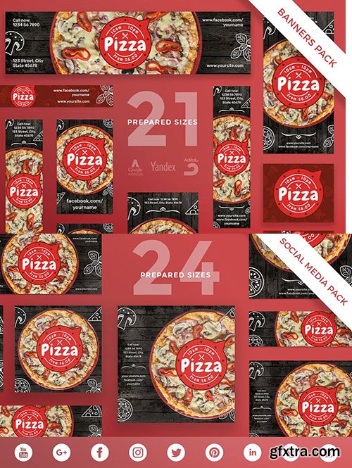Pizza Restaurant Social Media Pack Template