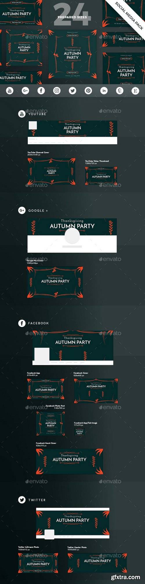 Graphicriver - Autumn Party Social Media Pack 20769397