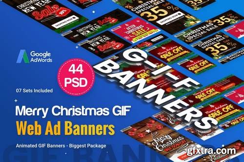 Animated GIF Merry Christmas Banners Ad - 44 PSD