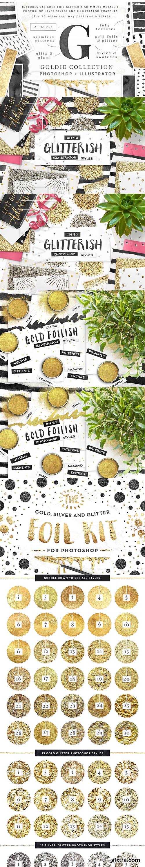 CreativeMarket - 540 Gold & Shimmer Styles & Swatches 2927032