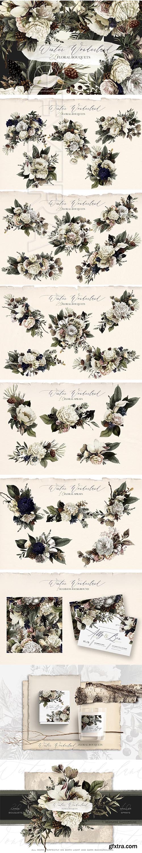 CreativeMarket - Winter Wonderland Floral Bouquets 2848096