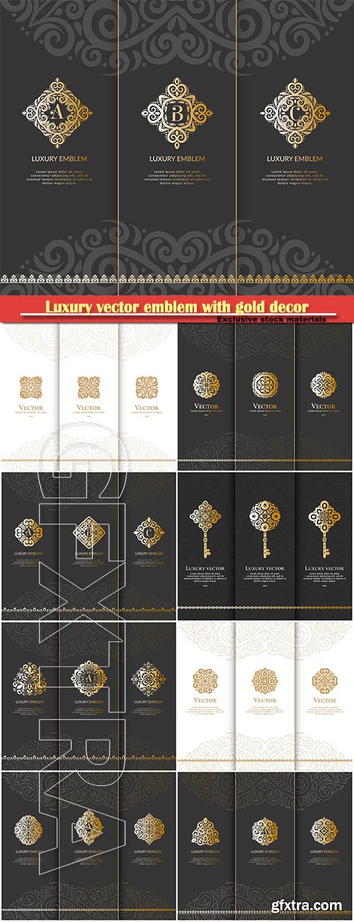 Luxury vector emblem with gold decor