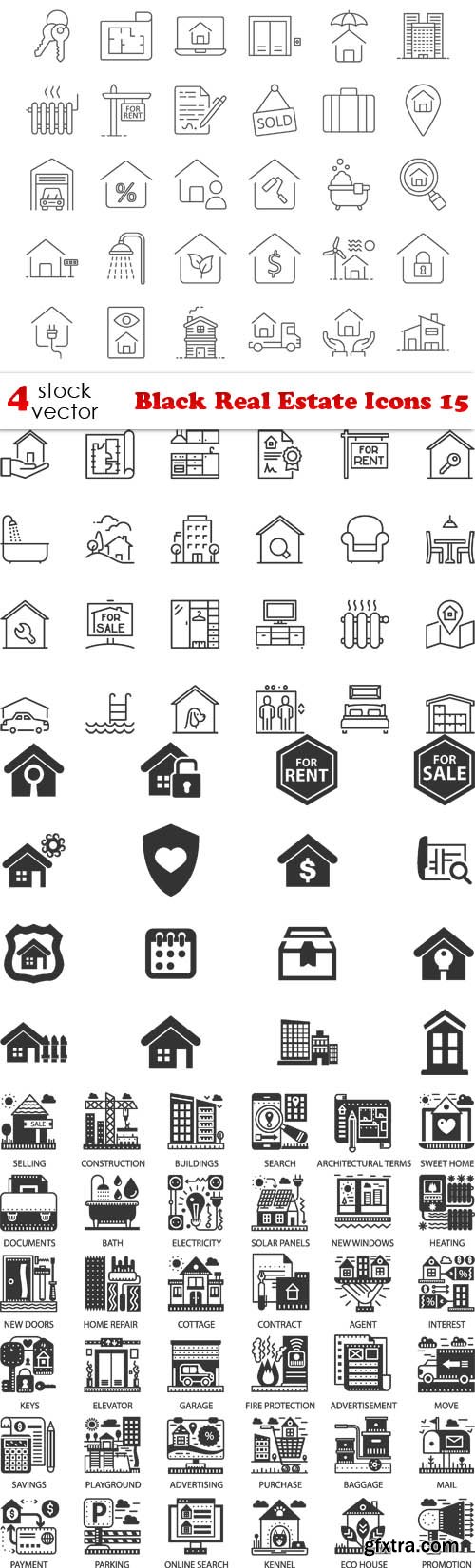 Vectors - Black Real Estate Icons 15