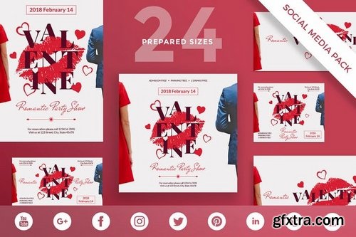 Valentine\'s Day Social Media Pack Flyer and Poster Banner Pack Templates 2