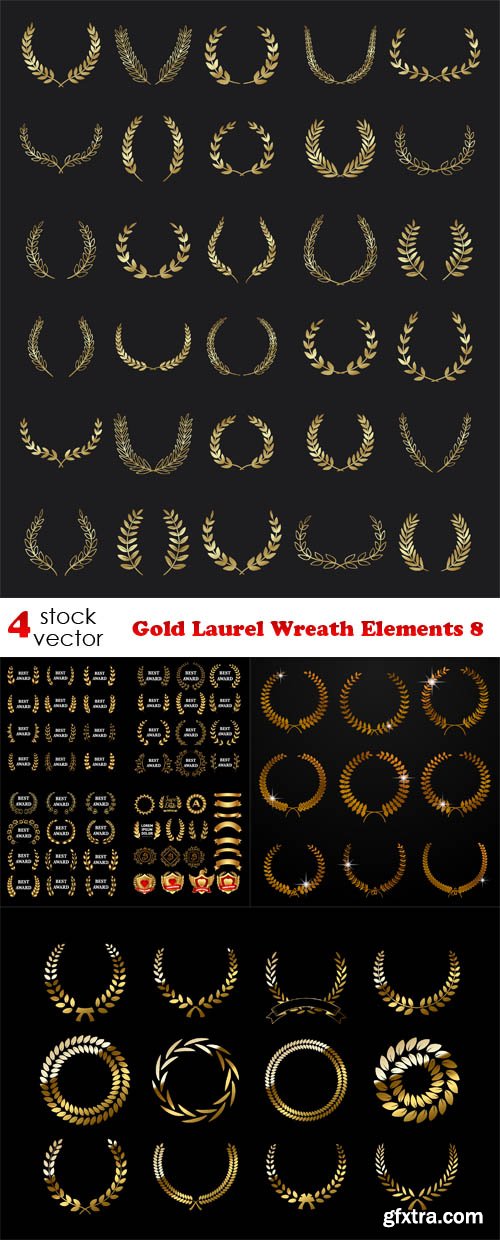 Vectors - Gold Laurel Wreath Elements 8