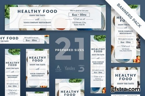Healthy Food Flyer and Poster Banner and Social Media Pack Templates