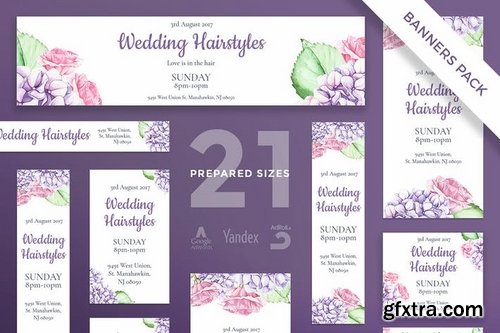 Wedding Hairstyle Business Card Flyer and Poster Banner Social Media Pack Templates
