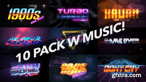Videohive - 4K 1980s 10 Logo Text Intro Pack - 22018702