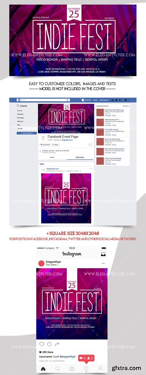 Indie Fest V1 2018 Facebook Event + Instagram template