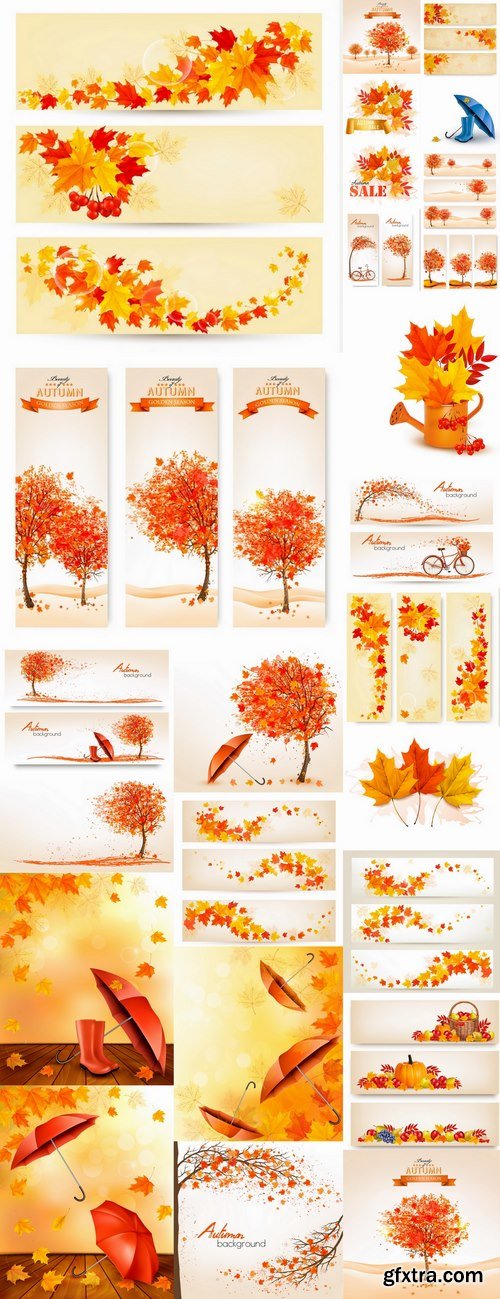 Vector autumn background is a picture poster flyer banner leaf tree 5-25 EPS