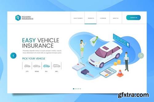 Car Insurance Web Header PSD & Vector Temp Vol. 01