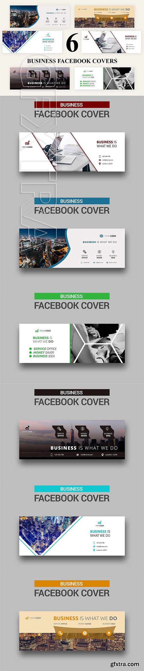 CreativeMarket - 6 Business Facebook Covers 2933621