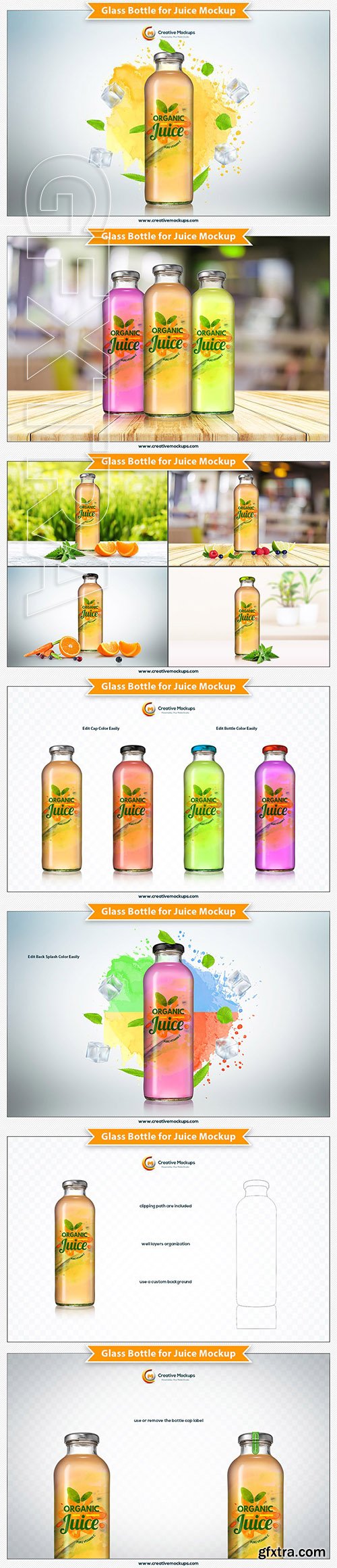 CreativeMarket - Glass Bottle for Juice Mockup 2941755