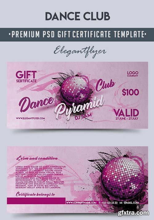 Dance Club V4 2018 Premium Gift Certificate PSD Template