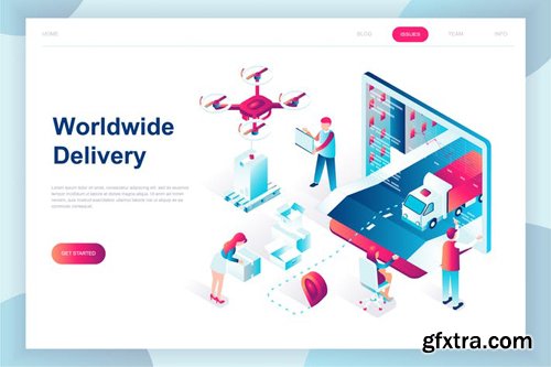 Worldwide Delivery Isometric Landing Page