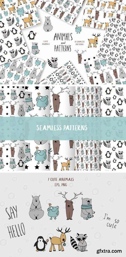 Animals & Patterns for Baby Nursery Cute Baby Illustrations