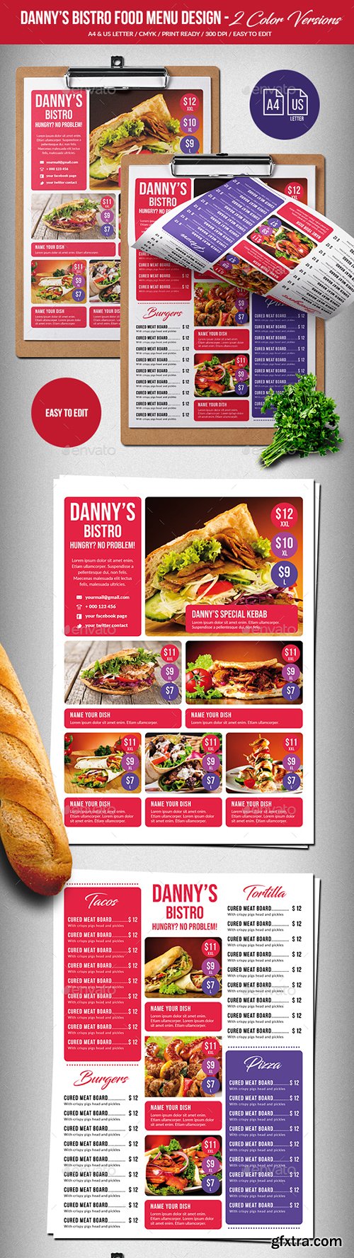 Graphicriver - Dannys Bistro Food Menu Design A4 & US Letter 21907109