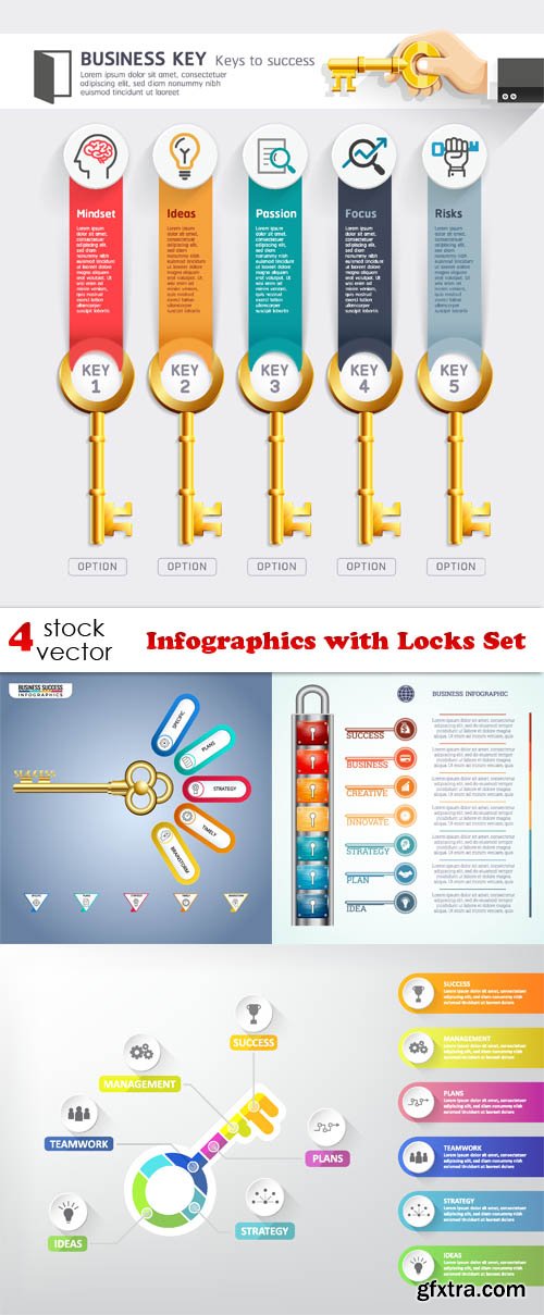 Vectors - Infographics with Locks Set