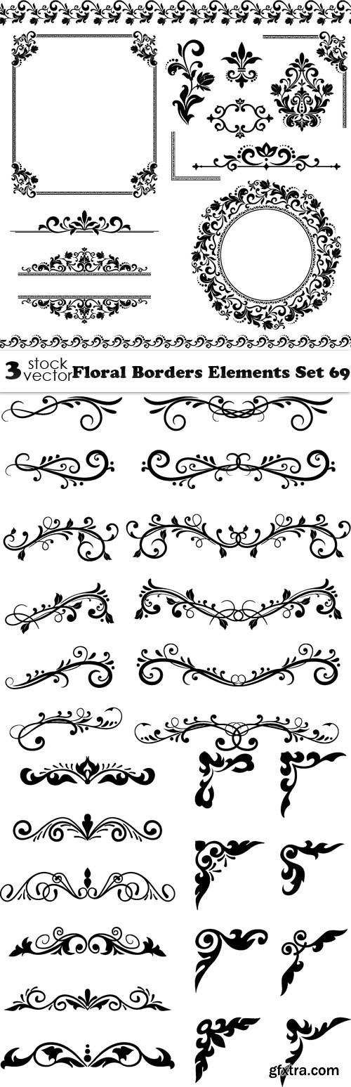 Vectors - Floral Borders Elements Set 69