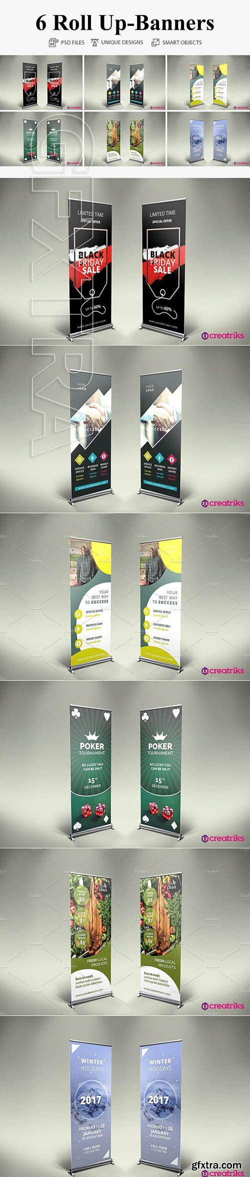 CreativeMarket - 6 Roll Up Banners 2912752