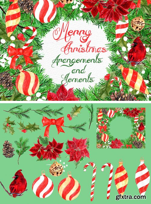 22 Watercolor Christmas Clipart Items