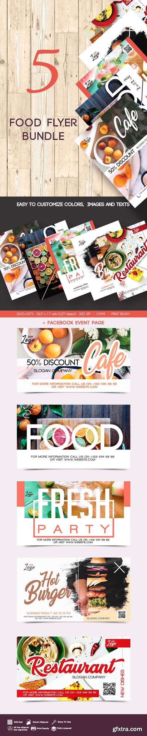 5 Food Flyer Bundle in PSD