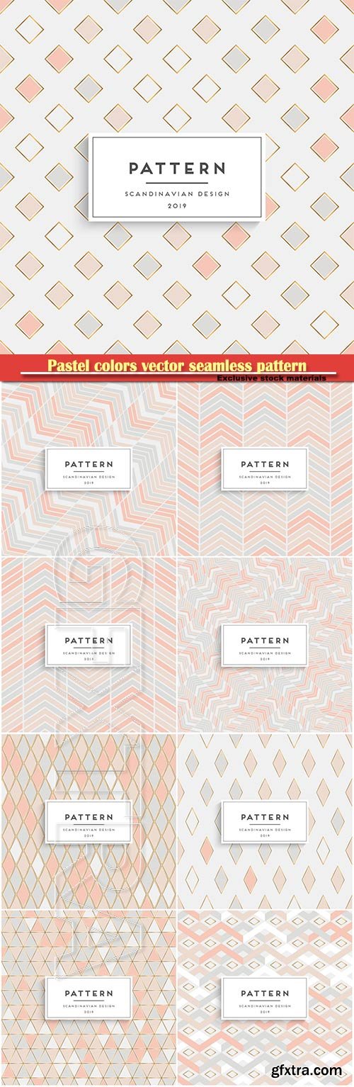 Pastel colors vector seamless pattern with triangles, geometric mosaic art print