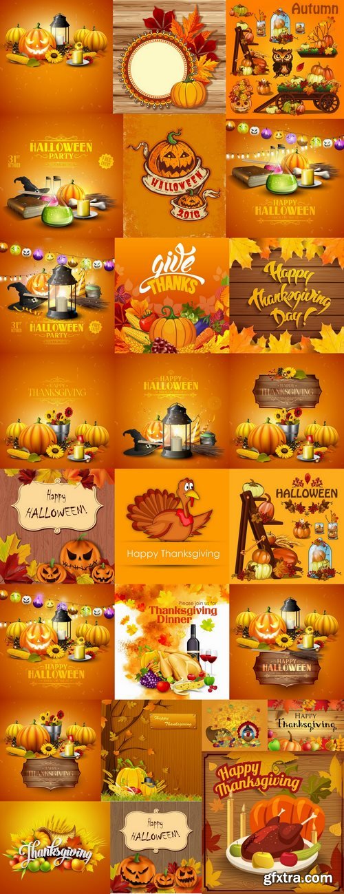 Halloween pumpkin Thanksgiving autumn festival vector image 25 EPS