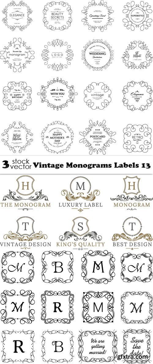 Vectors - Vintage Monograms Labels 13