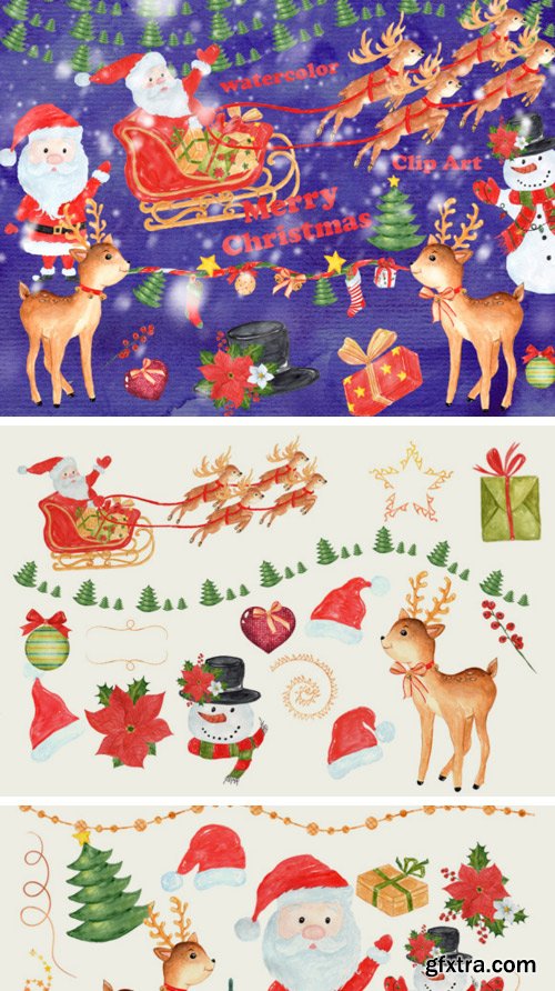 31 Hand Painted Watercolor Christmas Designs