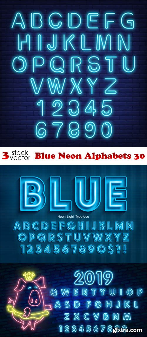 Vectors - Blue Neon Alphabets 30