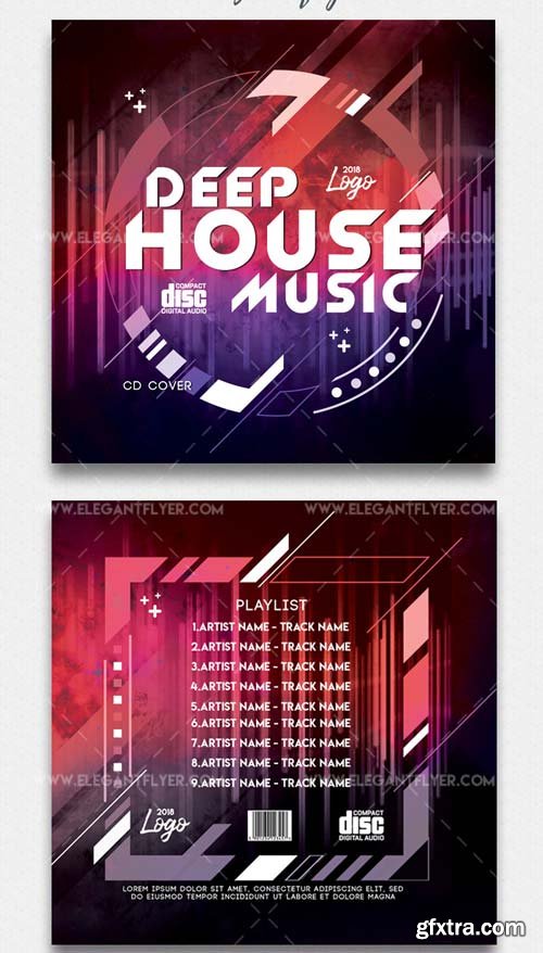 Deep House Music V3 2018 Premium CD Cover PSD Template