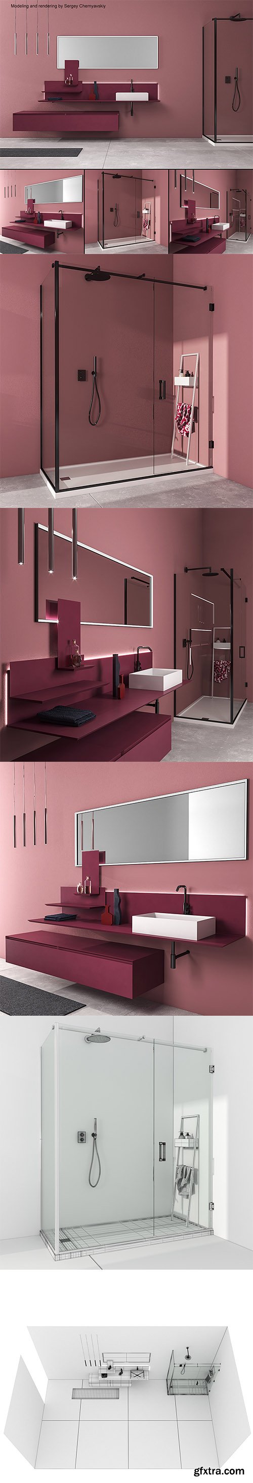 Cubebrush - Bathroom furniture set Arcom Moo