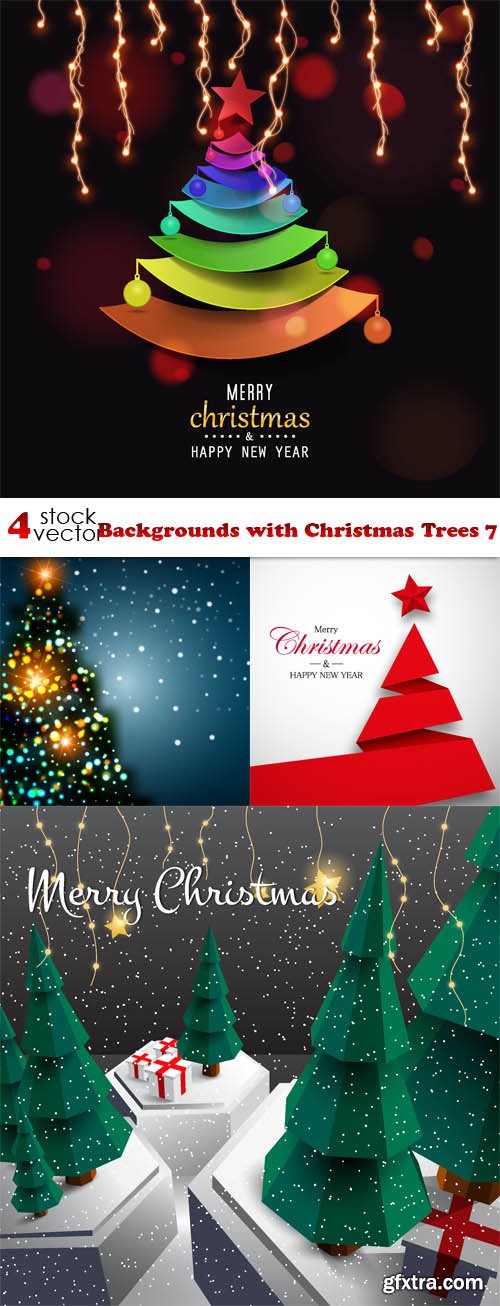 Vectors - Backgrounds with Christmas Trees 7