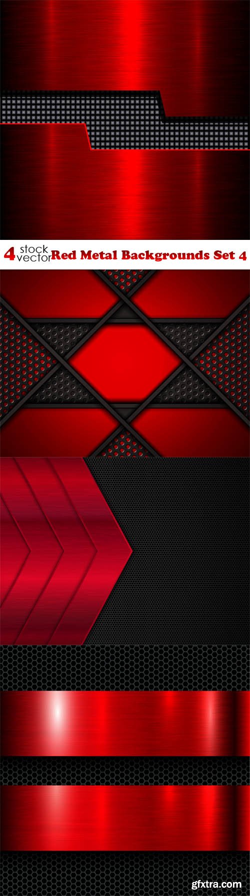 Vectors - Red Metal Backgrounds Set 4