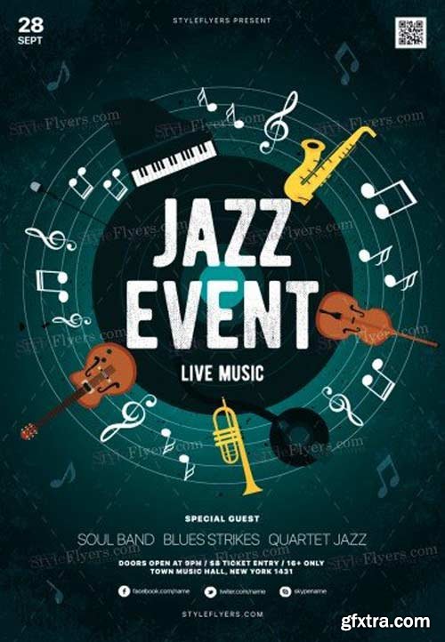 Jazz Concert V7 2018 PSD Flyer Template