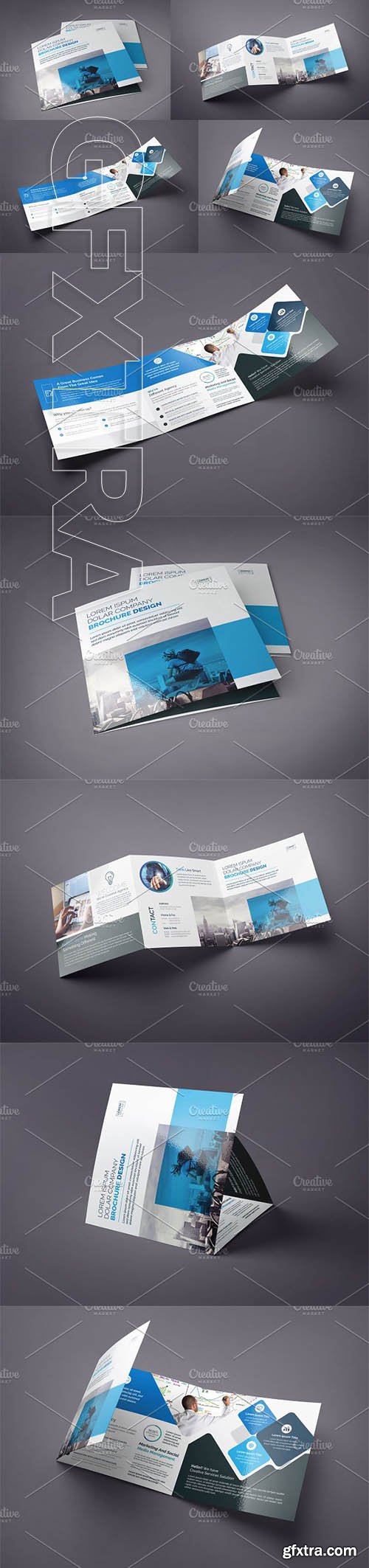 CreativeMarket - Blue Square Tri-Fold Brochure 2928884