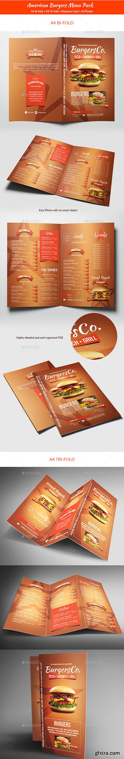 American Burgers Food Menu Pack 14352681