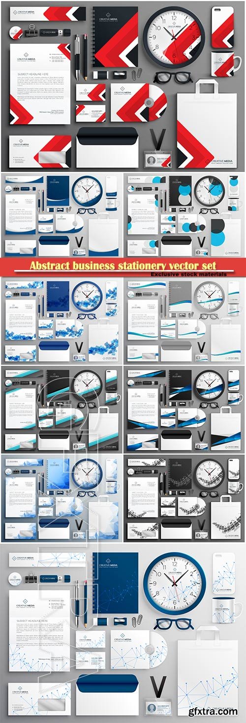 Abstract business stationery vector set