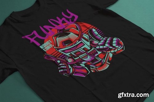 Funky Robot T-Shirt Design Template