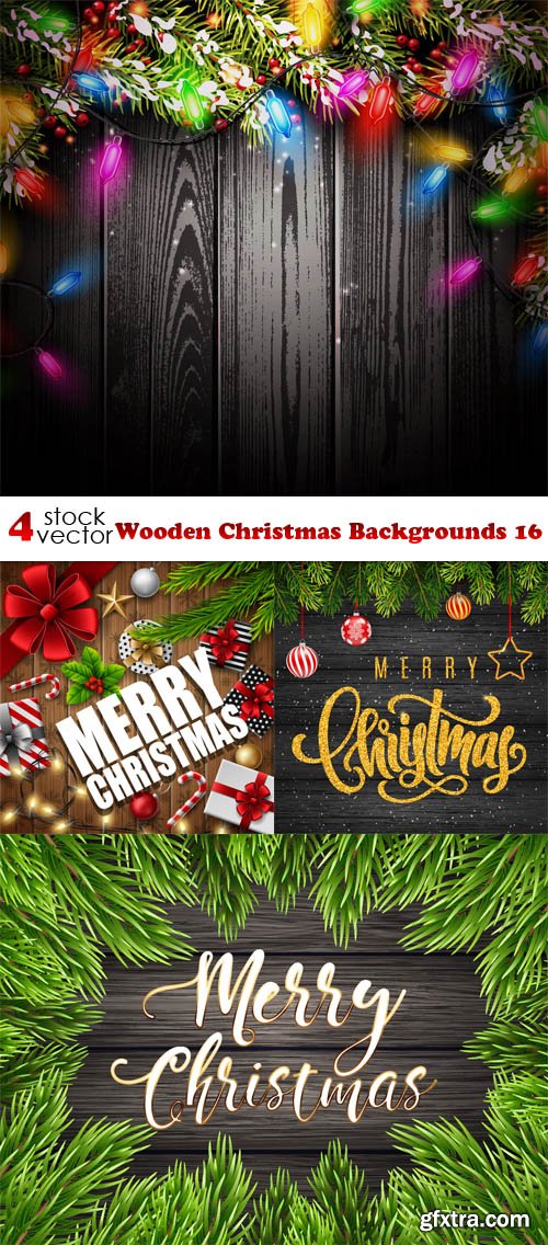 Vectors - Wooden Christmas Backgrounds 16